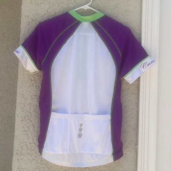 Canari Women's White/Purple Short Sleeve 1/4 Zip Cycle Jersey Size L - Picture 4 of 7